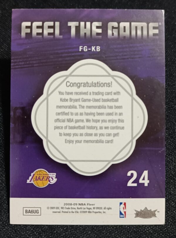 2008-09 Fleer Feel the Game Kobe Bryant - Image 2