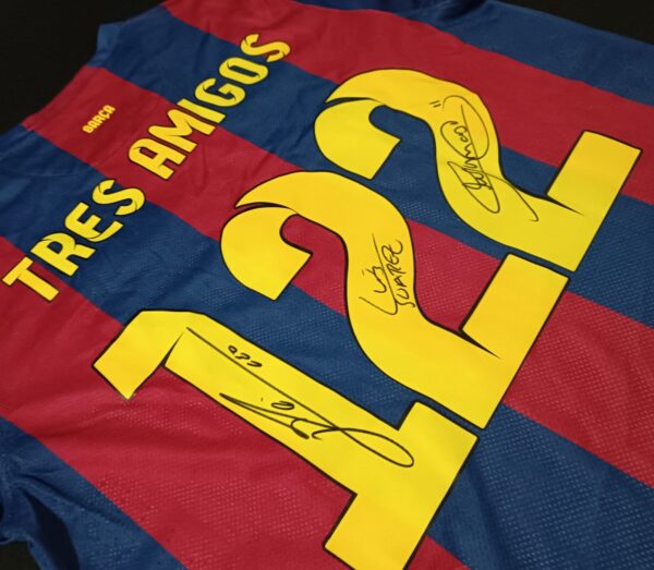 Messi-Neymar-Suárez:  "Los Tres Amigos" Jersey autografiado FC Barcelona - Image 4